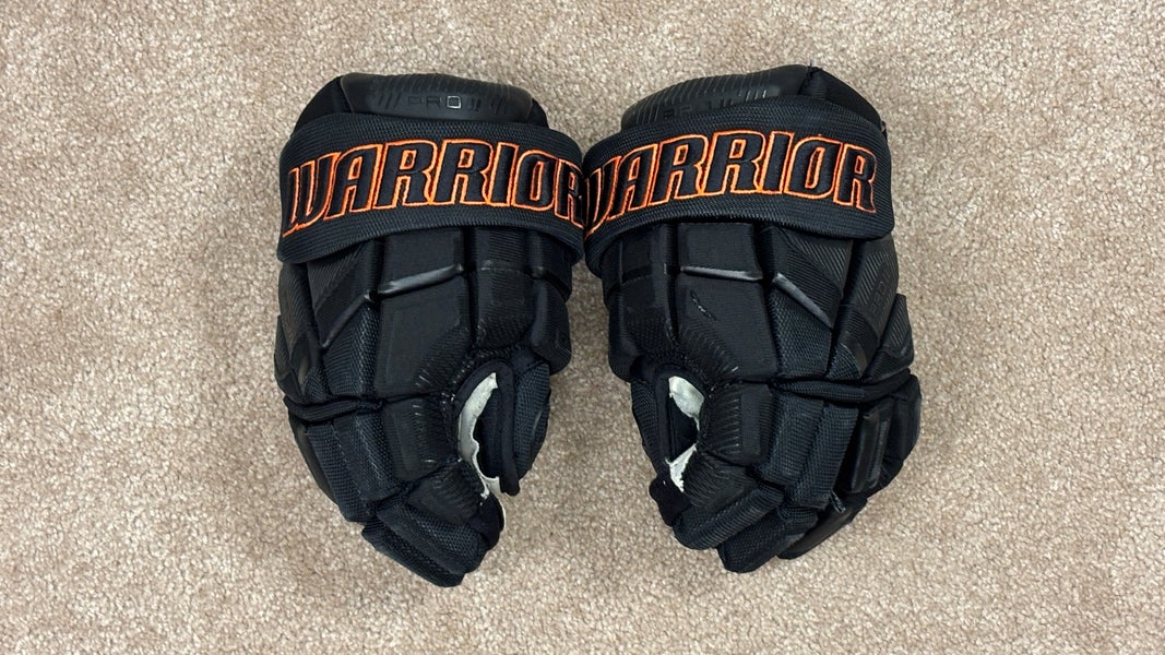 Warrior Pro II Hockey Gloves - Junior - Black/Black/Orange - 11.0" (Used)
