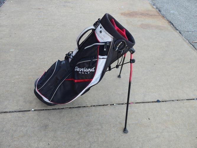 Cleveland Dual Strap 4 Divider Golf Stand Bag Black/White/Red