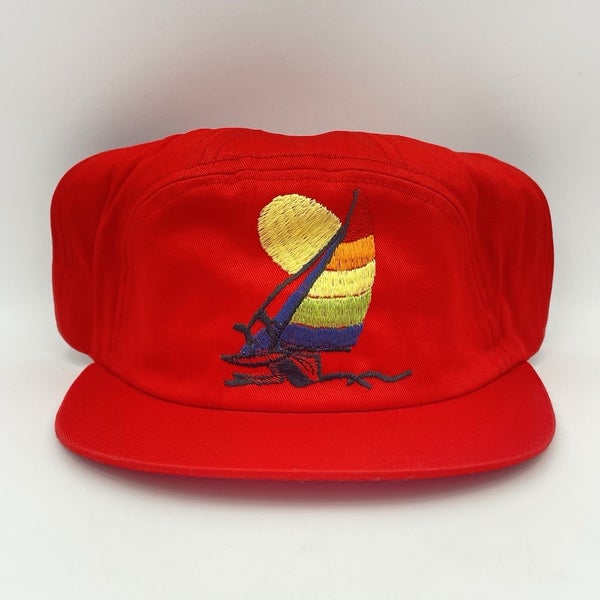 Vintage Sailboat Nautical Panel Beach Boat Snapback Hat Cap 90s NEW OLD STOCK