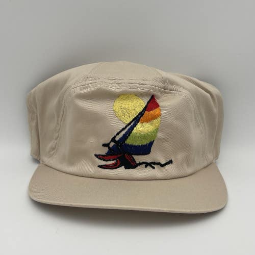 Vintage Sailboat Nautical Panel Beach Boat Snapback Hat Cap 90s NEW OLD STOCK