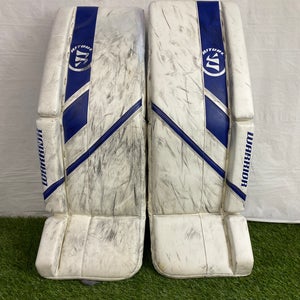 White 32" Intermediate Warrior Ritual G5 Goalie Leg Pads (Used)
