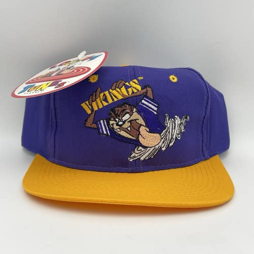 DS Vintage 1993 Minnesota Vikings Looney Tunes Taz Embroidered Snapback Hat NWT