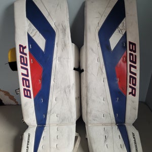 New York Rangers Colors 35" Bauer Supreme Goalie Leg Pads NYR1 MyFlex (Used)