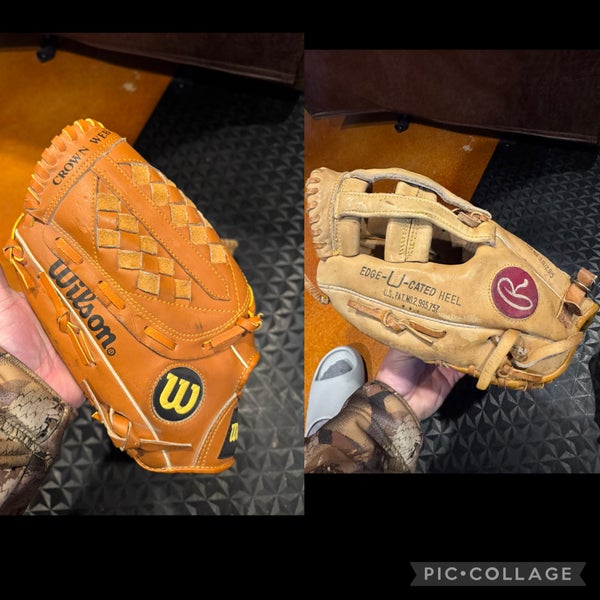 (2) Gloves Rawlings & Wilson LH Baseball Glove 12.5"& 12” (Used)