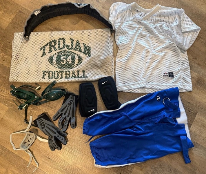 Lot of football equipment