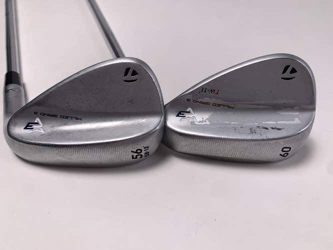TaylorMade Milled Grind 3 Raw Chrome Wedge Set 56* 12 60* 11DG S300 Mens RH