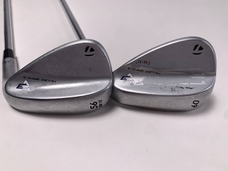 TaylorMade Milled Grind 3 Raw Chrome Wedge Set 56* 12 60* 11DG S300 Mens RH