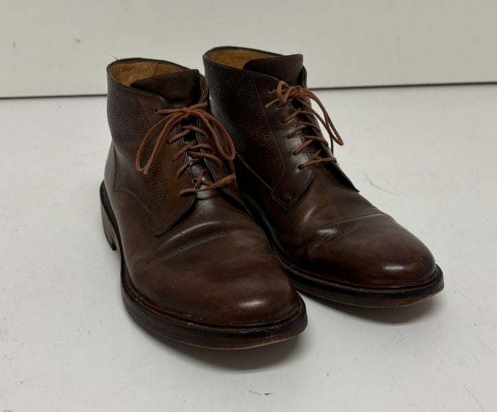 Paul Smith England Munari Textured Brown Leather Ankle Boots US Men's 8 EU 41