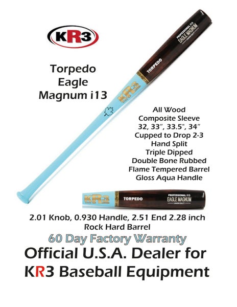 KR3 PRO I13 Eagle Magnum Torpedo Bat High Density Maple 33.5 inch Wood Bat (-3) 30.5 oz