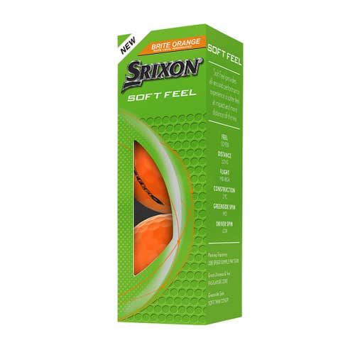 Srixon Soft Feel Golf Balls (Brite Orange, 3pk) 1 Sleeve 2025 NEW