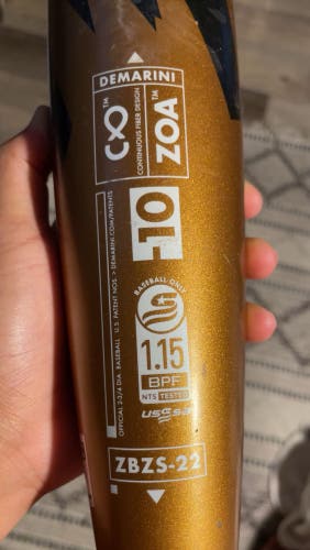 2022 DeMarini Zoa Composite USSSA Certified Bat (-10) 20 oz 29" (Used)