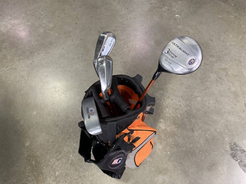 U.S. Kids UL-24 Orange 51" -35 Club Set 3W 6 & 8 Putter Kid Power Junior LH +Bag