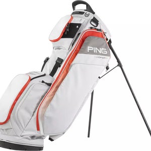 PING HOOFER 14 STAND BAG LIGHT GREY/RED
