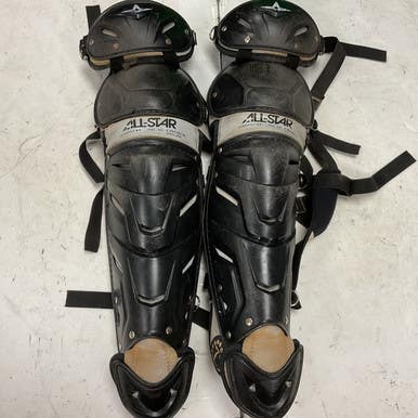Used All-Star LG30SPRO Catchers Leg Guards Black And Grey Junior 11855-S000196044