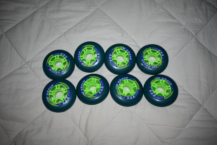 NEW - Hyper SGB Indoor Race Wheels, Green, 80mm, Set of 8
