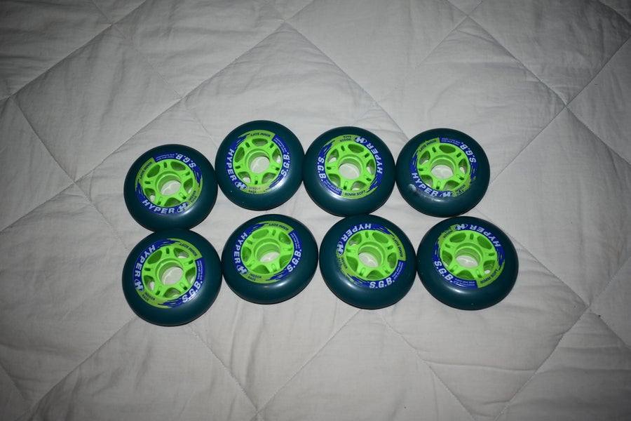 NEW - Hyper SGB Indoor Race Wheels, Green, 80mm, Set of 8