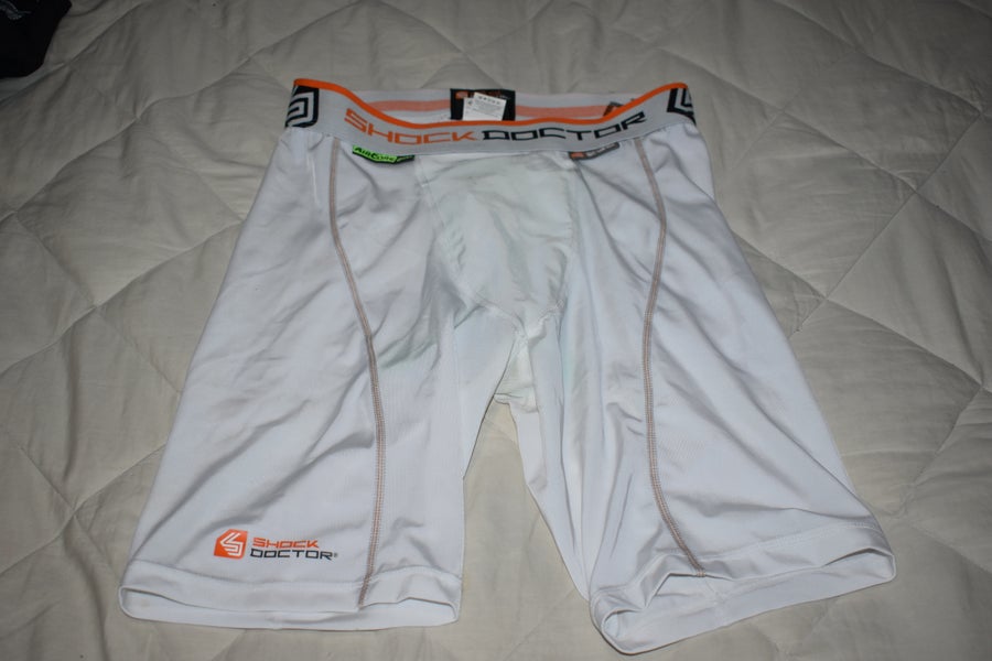 Shock Doctor 235 Compression Jock Shorts w/Cup Pocket, White, Men's Large