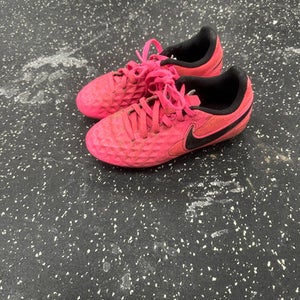 Used Nike TIEMPO Soccer Cleats Pink Youth 12.5 11849-S000034394