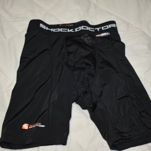 Shock Doctor 221 Compression Jock Shorts w/Cup Pocket, Black, Boy's Large
