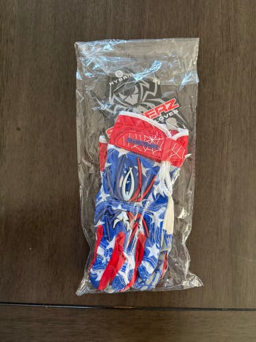 New! Spiderz Hybrid Batting Gloves - Adult Small Red/White/Blue