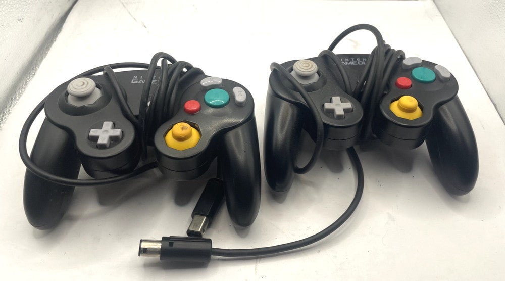 Nice! Lot x2 Nintendo Gamecube Controllers Black *Tested*