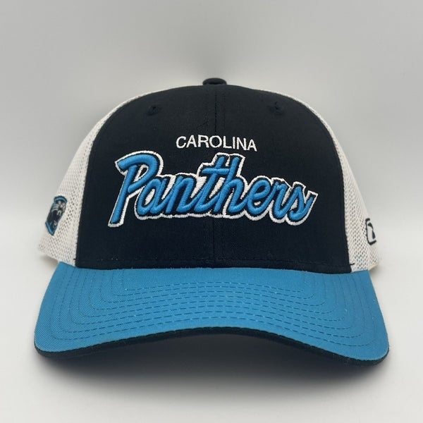 Carolina Panthers Reebok Script Hat Cap Snapback Black Mesh NFL Football Trucker