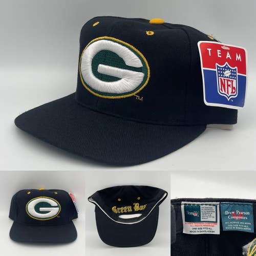 Vintage Green Bay Packers Drew Pearson Old English Wool Snapback Hat Cap - NWT