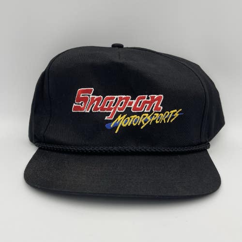 Vintage Snap-On Motorsports Snapback Hat Cap Adjustable Rope Black Swingster NOS
