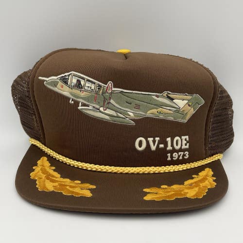 Vintage OV-10E 1973 Rockwell Bronco Military Aircraft Snapback Trucker Hat - NOS