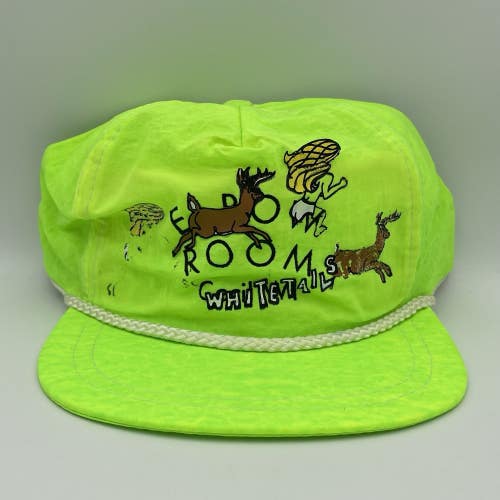Vintage The Elbow Room Bar Green Neon Snapback Hat Cap Whitetail Deer (Flawed)