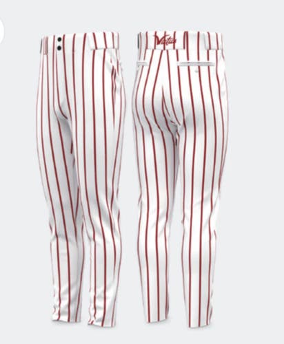 Victus Pinstripe Game Pants, Youth Medium, White/Red (New)
