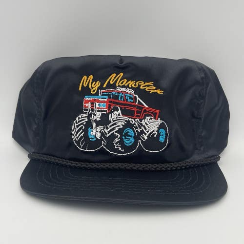 Vintage My Monster Truck Black Satin Snapback Hat Cap - NEW OLD STOCK
