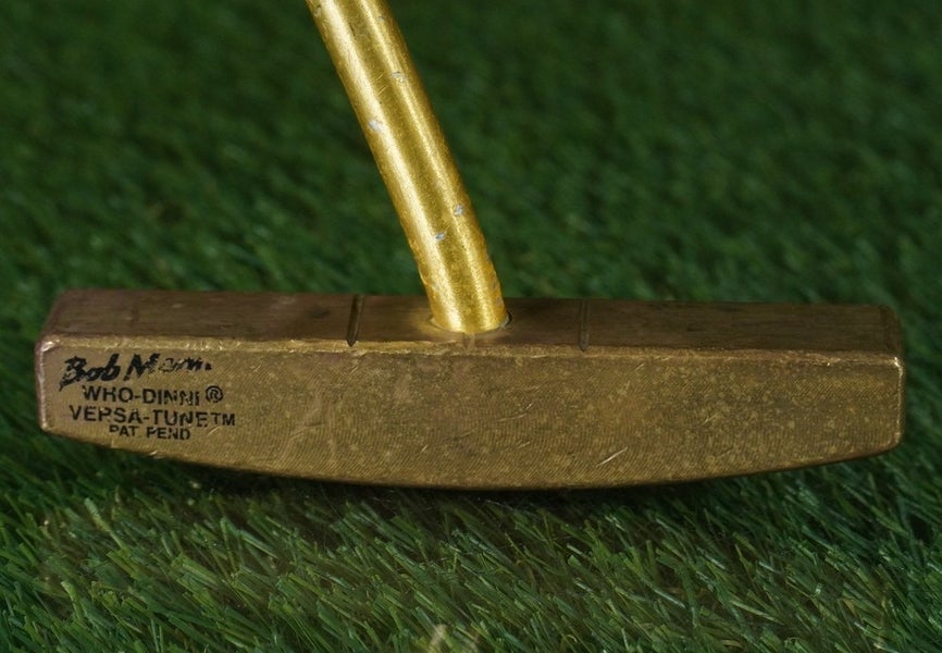 VINTAGE GOLD BOB MANN WHO DINNI PUTTER BLADE 36" VERSA TUNE CENTER SHAFTED RH/LH