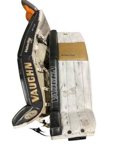 Used Vaughn V5 Goalie Leg Pads Senior Black And White 36" 11834-S000024917