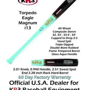 KR3 PRO I13 Eagle Magnum Torpedo Bat High Density Maple 34 inch Wood Bat (-3) 31.5 oz