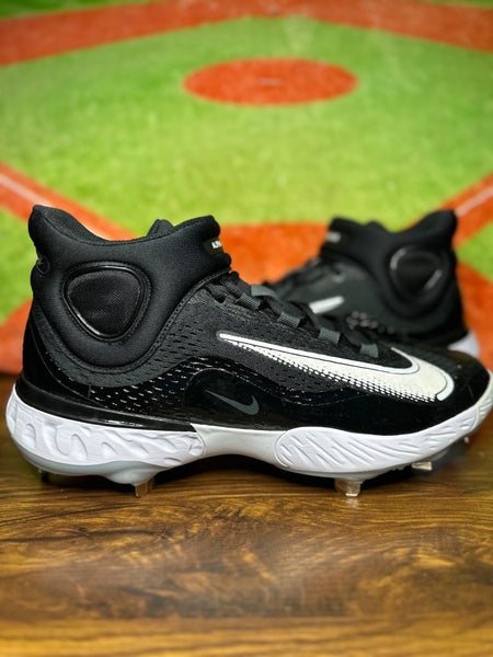Size 12 Nike Alpha Huarache Elite 4 Mid Black Metal Baseball Cleats DJ6520-001