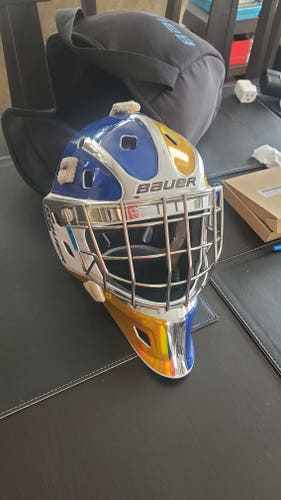 Medium Bauer NME One CHROME (Blue / Gold mystic chrome)Goalie Mask Senior