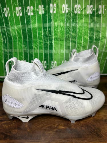 Size 8.5 - Nike Alpha Menace Elite 3 Football Cleats White CT6648-109 NEW!