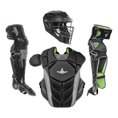 All Star MVP Pro Series Adult 16+ Baseball Catchers Gear Set - Black Grey