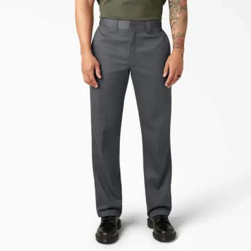 Dickies 874 Work Pants Men's Charcoal Flex Flat Front Tapered Leg Trousers NCB23