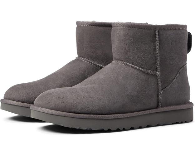 UGG Classic Mini II 1016222-GREY Boots Women's US 10 Gray Round Toe Bootie NCW46