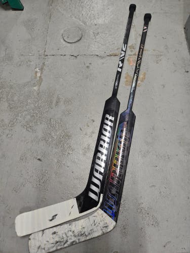 2-pack Warrior Ritual V2 Pro+ Full Right Goalie Stick 23.5" Paddles (Used)