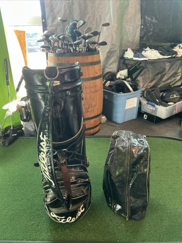 Vintage Titleist Leather Cart Bag 6-Way Dividers W/ Cover