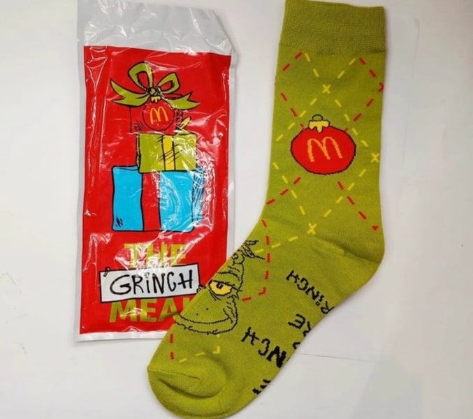 McDonald’s Grinch Meal Socks One Size Color Green Brand New