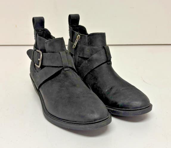 UGG Australia Wylma Oiled Black Leather Moto Boots US Women's 9 EU 40 EXCELLENT