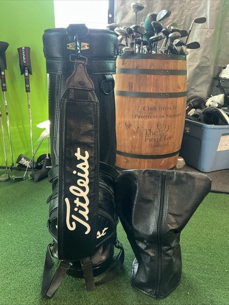 Vintage Titleist Leather Cart Bag 6-Way Dividers W/ Cover
