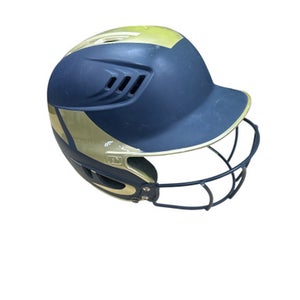 Used Rawlings 67/8-75/8 Batting Helmet w/Mask Navy Blue And Yellow MD 11862-S000091956