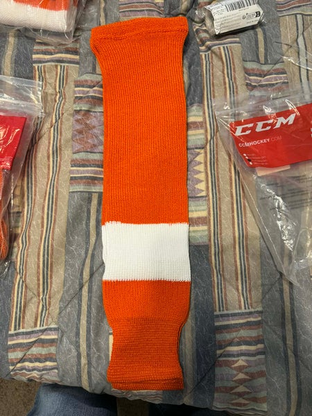 Orange White Boys Medium/Large CCM Hockey Socks 24" Junior (New)