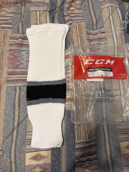 White Black Gray Youth Small CCM Hockey Socks Size 18" (New)