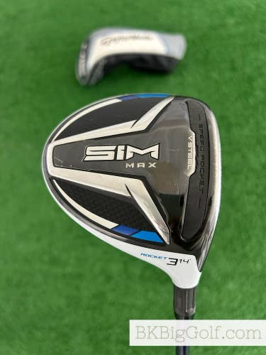 Taylormade Sim Max Rocket 14 Degree 3 Wood w Headcover / Extra Stiff